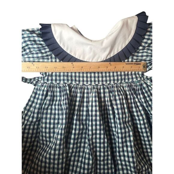 Monday's Child Vintage Plaid Dress Sz 4 With Ruffle Bib Collar Classic Tie Waist - Picture 6 of 7